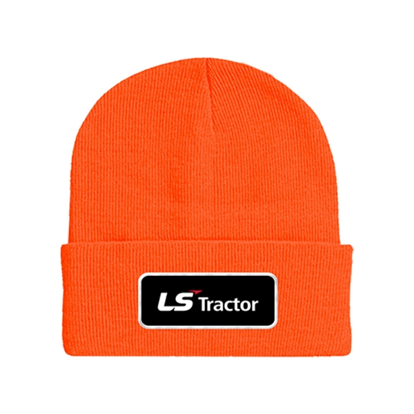 Blaze Orange Beanie Front Image on white background