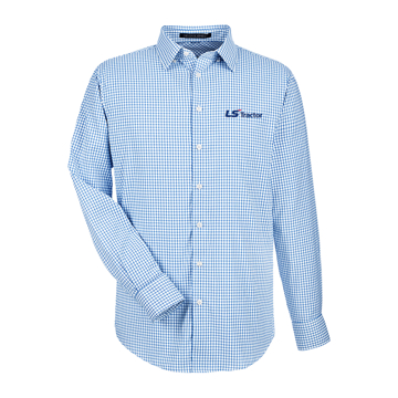 French Blue Micro Windowpane Button Down Product Image on white background