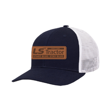 Navy Leather Patch Cap Front Image on white background