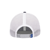 Navy Leather Patch Cap Back Image on white background