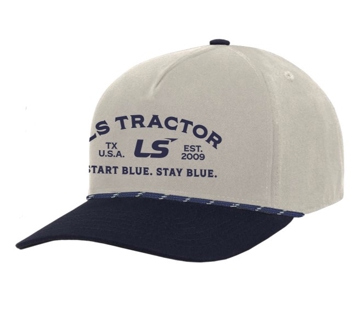 Image of a Stone Chino Twill High-Pro Hat with a LS Tractor logo on it