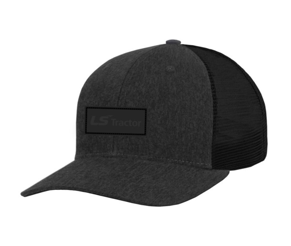 Image of a Black Linen High-Pro Hat with a LS Tractor logo on it