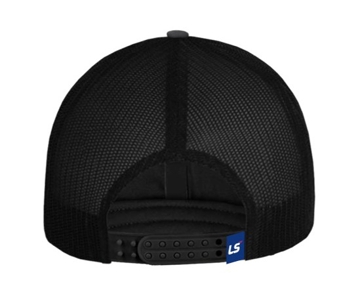 Image of a Black Linen High-Pro Hat with a LS Tractor logo on it