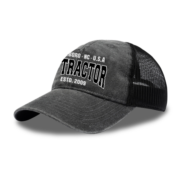 Image of a Black Brushed Canvas Low-Pro Hat with a LS Tractor logo on it	