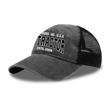 Image of a Black Brushed Canvas Low-Pro Hat with a LS Tractor logo on it	