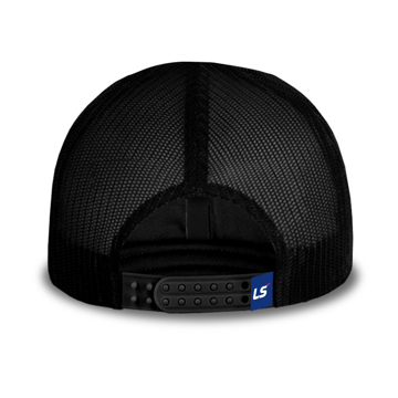 Image of a Black Brushed Canvas Low-Pro Hat with a LS Tractor logo on it	